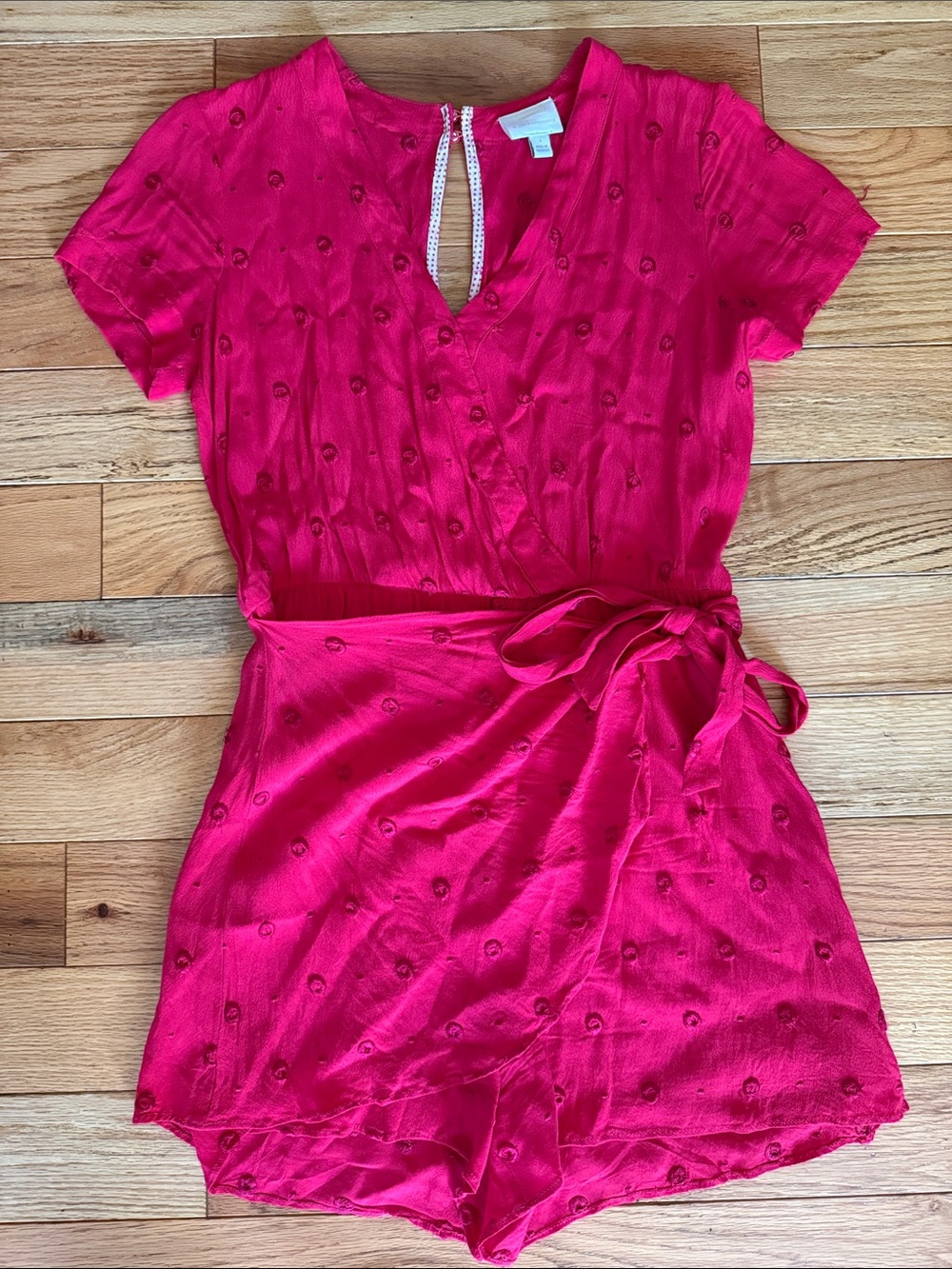 Anthropologie Hot Pink Wrap-Front Short Romper